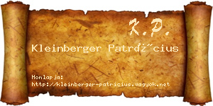 Kleinberger Patrícius névjegykártya